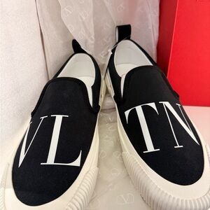 Valentino Garavani Black and White Slip-On Sneakers